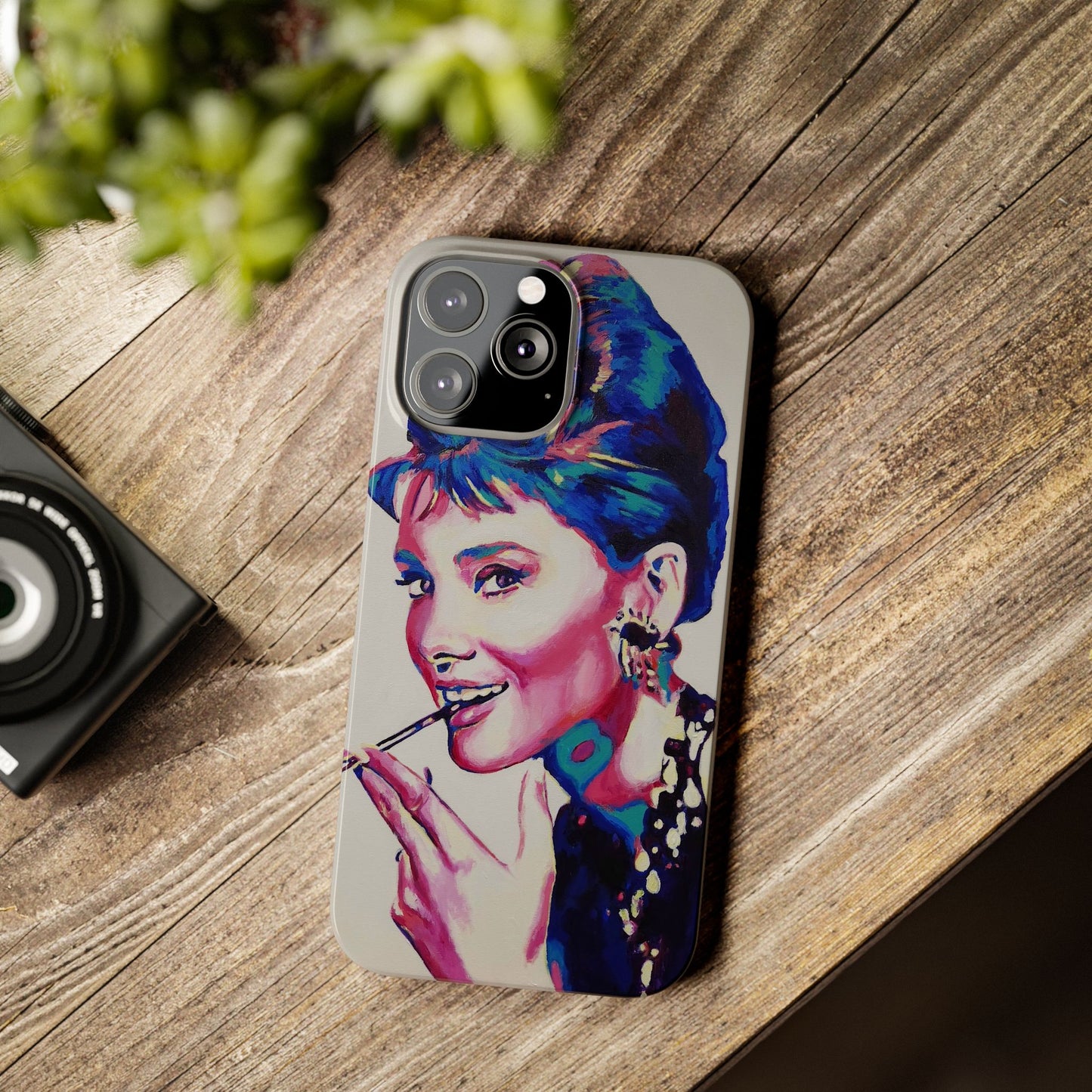 Chic Audrey Hepburn Slim Phone Case - Glamorous Art Design for Fashion Lovers