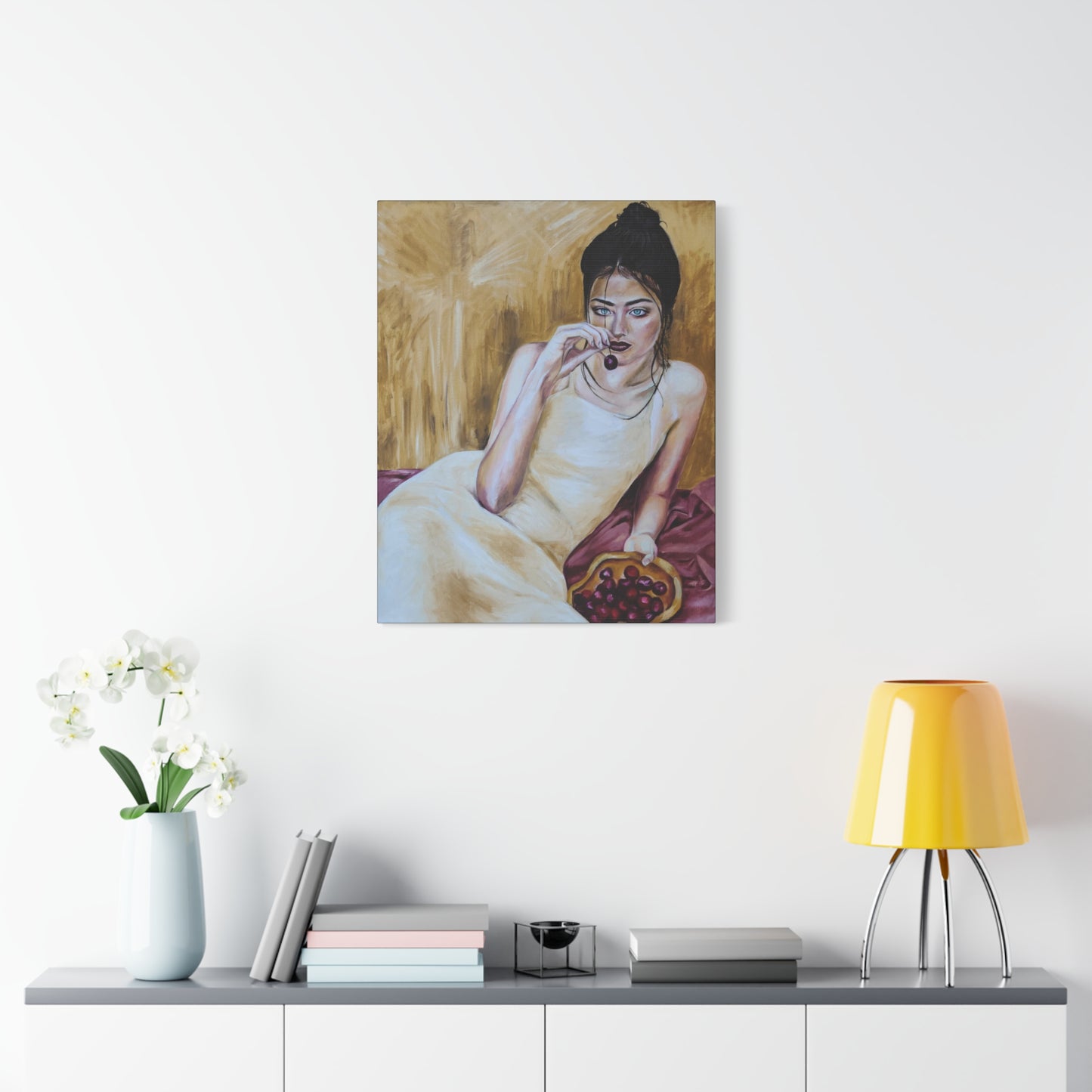 "Basket Of Cherries" Canvas Print