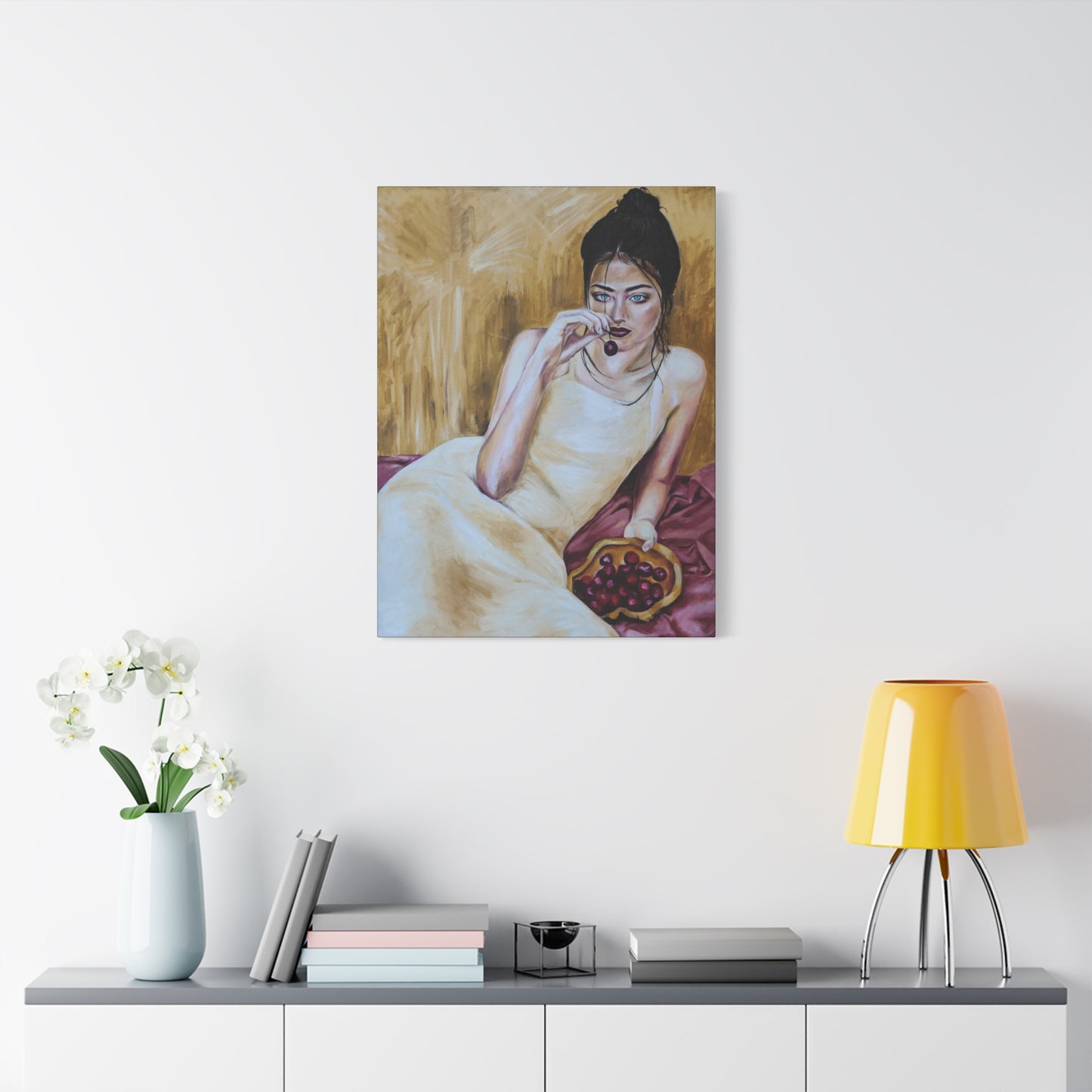 "Basket Of Cherries" Canvas Print