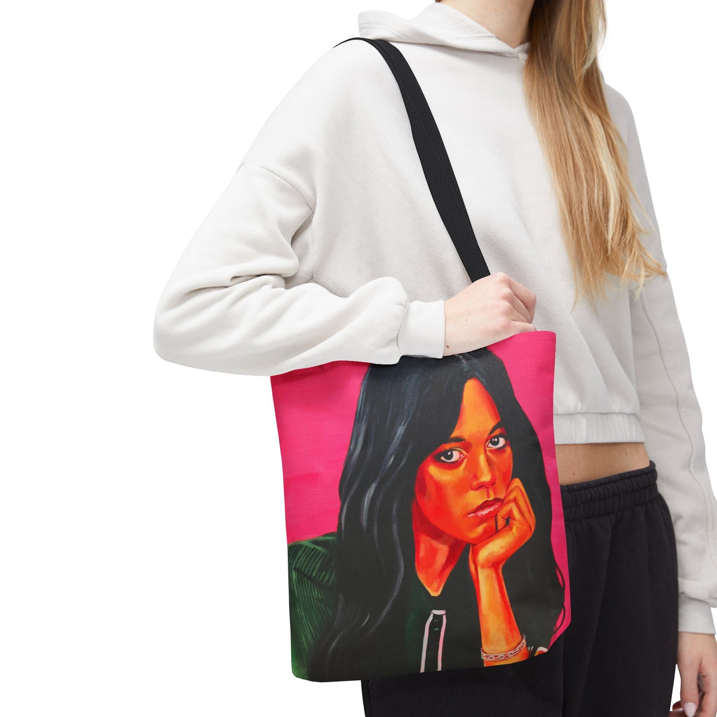 Vibrant "Jenna Ortega from Wednesday" Art Tote Bag - Colorful Design for Everyday Use