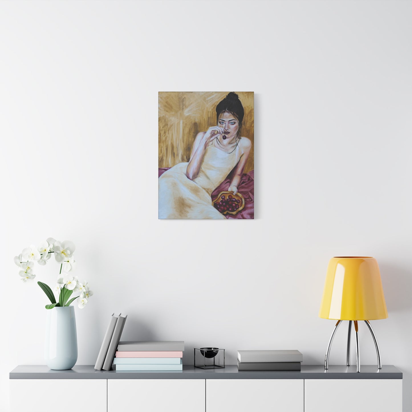 "Basket Of Cherries" Canvas Print