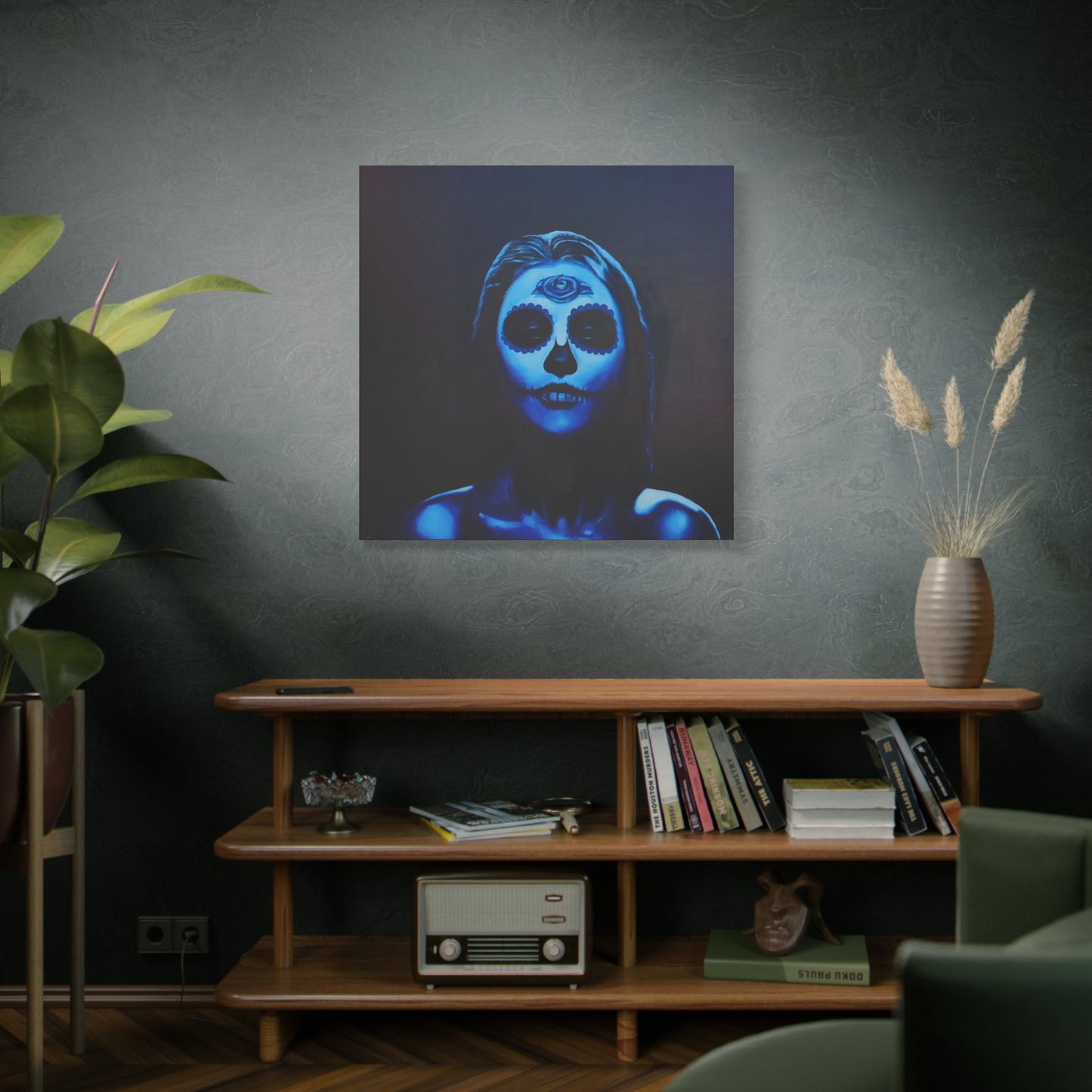 "Blue Catrina" - Stretched Canvas Print Wall Art