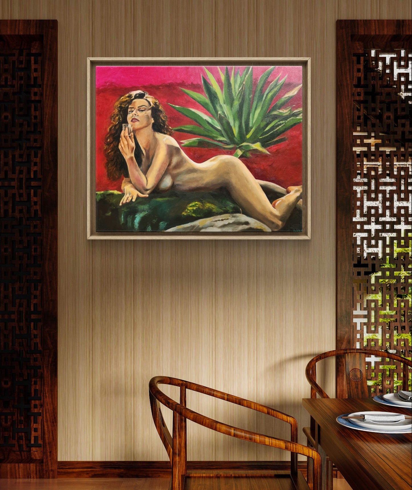 "Mujer Agave" Canvas Print, Artistic Nude Canvas Wall Art