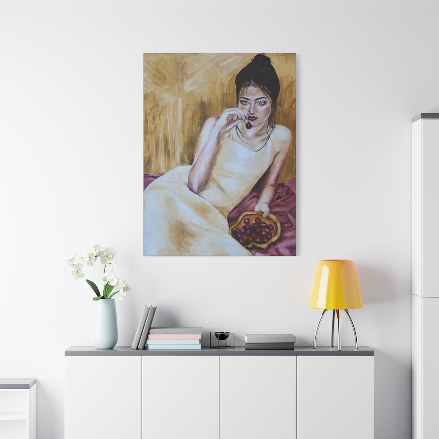 "Basket Of Cherries" Canvas Print