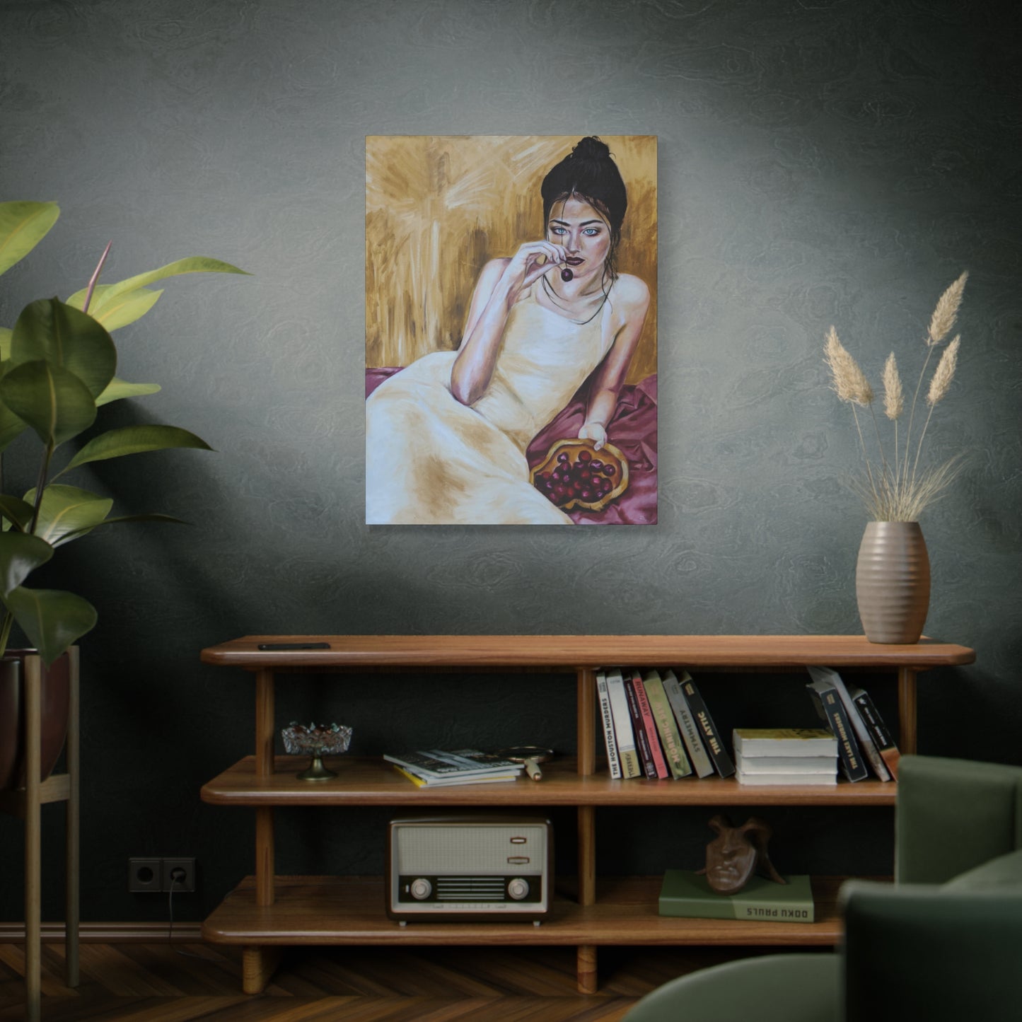 "Basket Of Cherries" Canvas Print