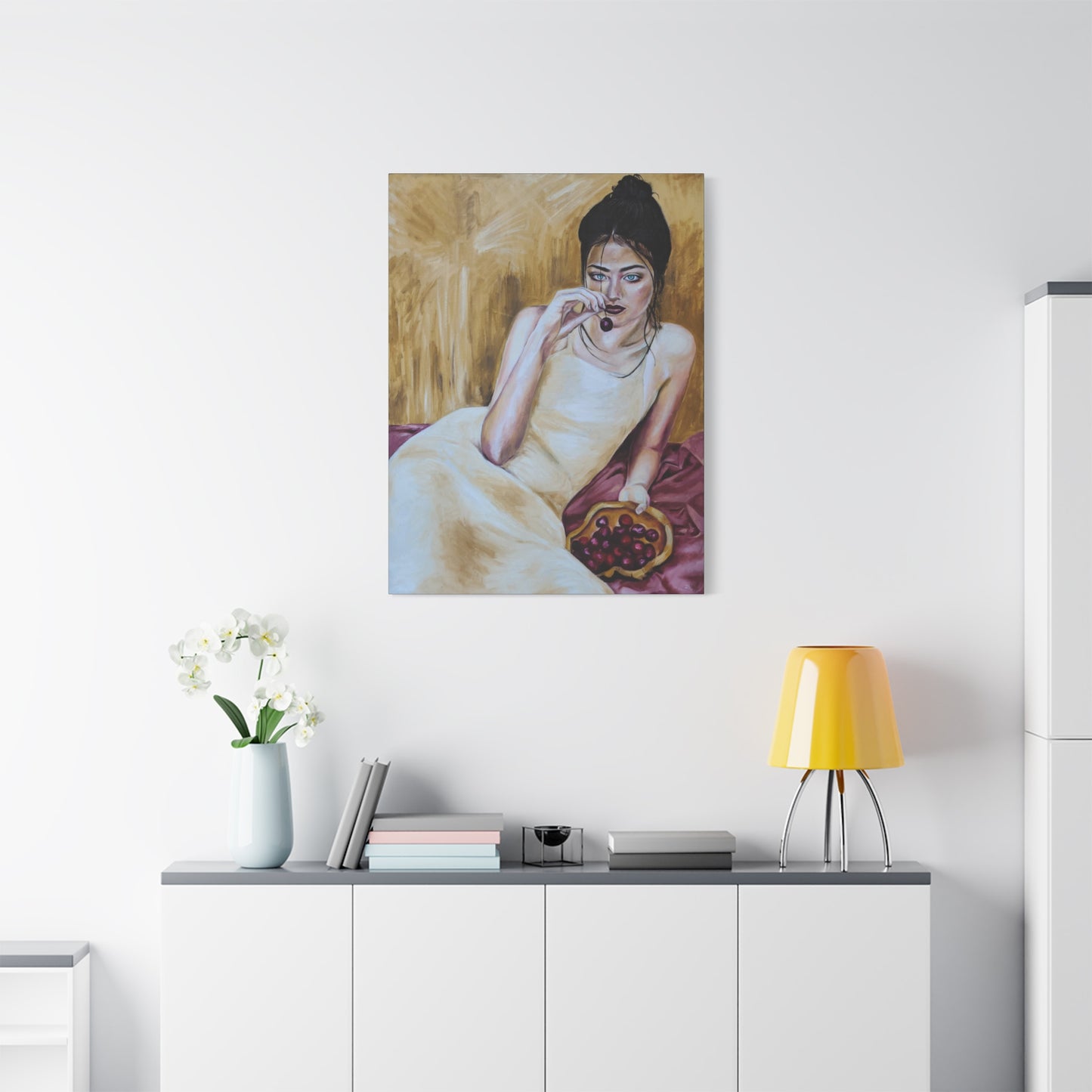 "Basket Of Cherries" Canvas Print