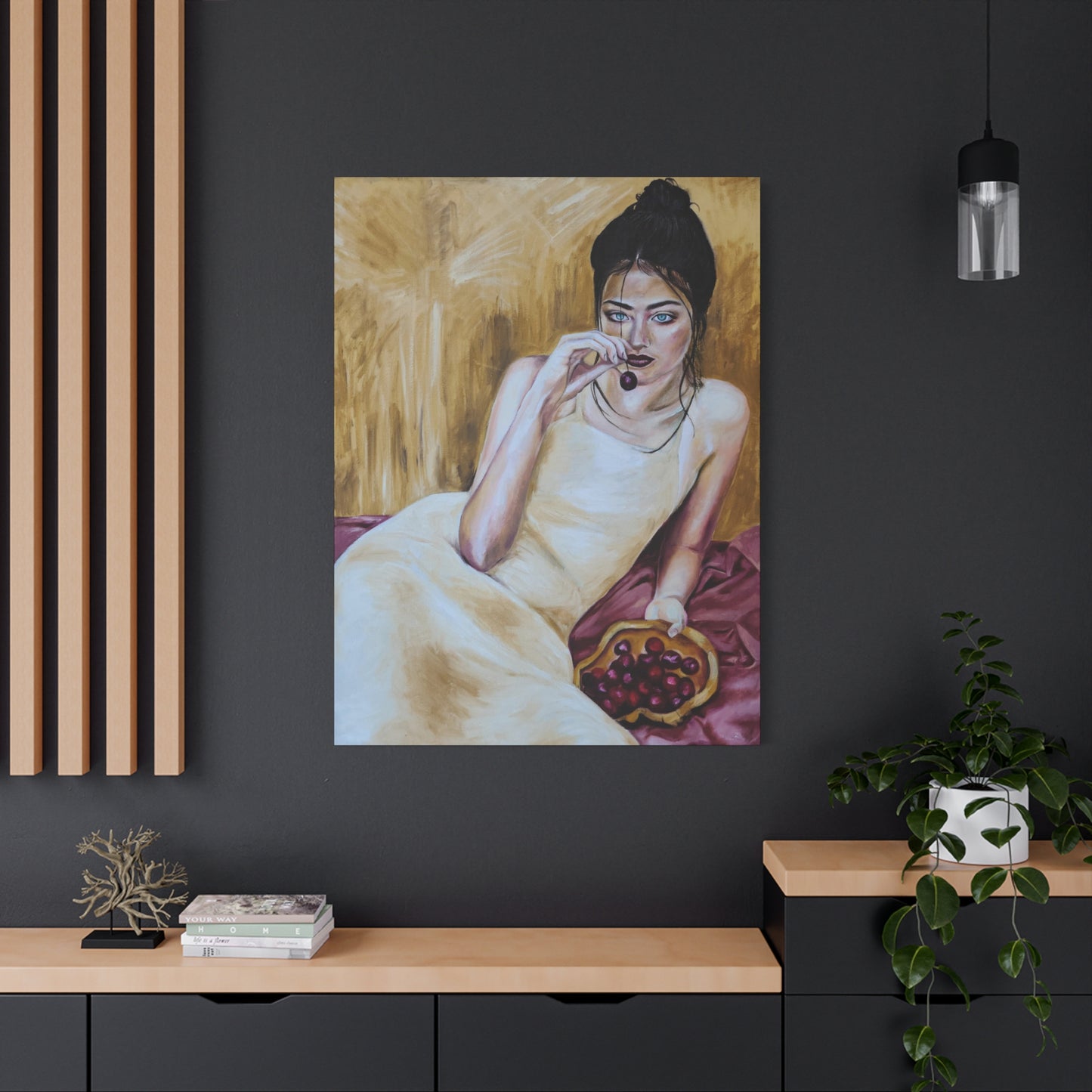 "Basket Of Cherries" Canvas Print