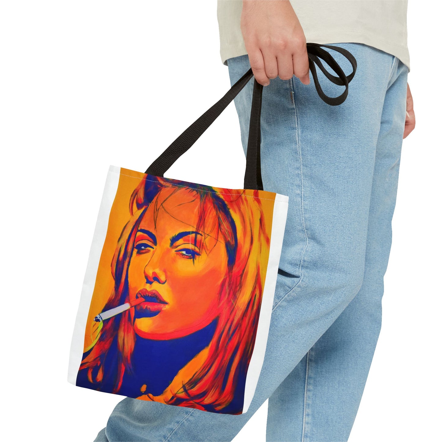 Vibrant "Angelina Jolie from Girl, Interrupted" Art Tote Bag - Colorful Design for Everyday Use