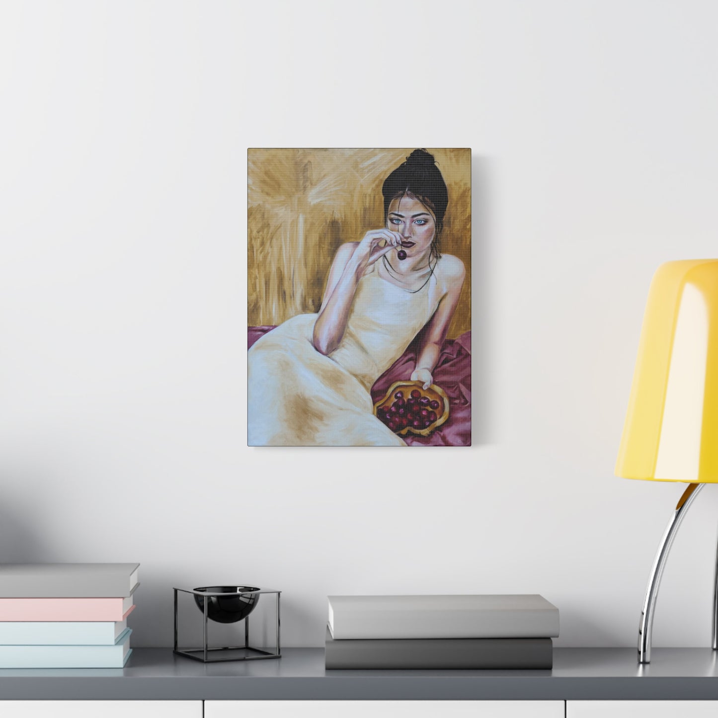 "Basket Of Cherries" Canvas Print