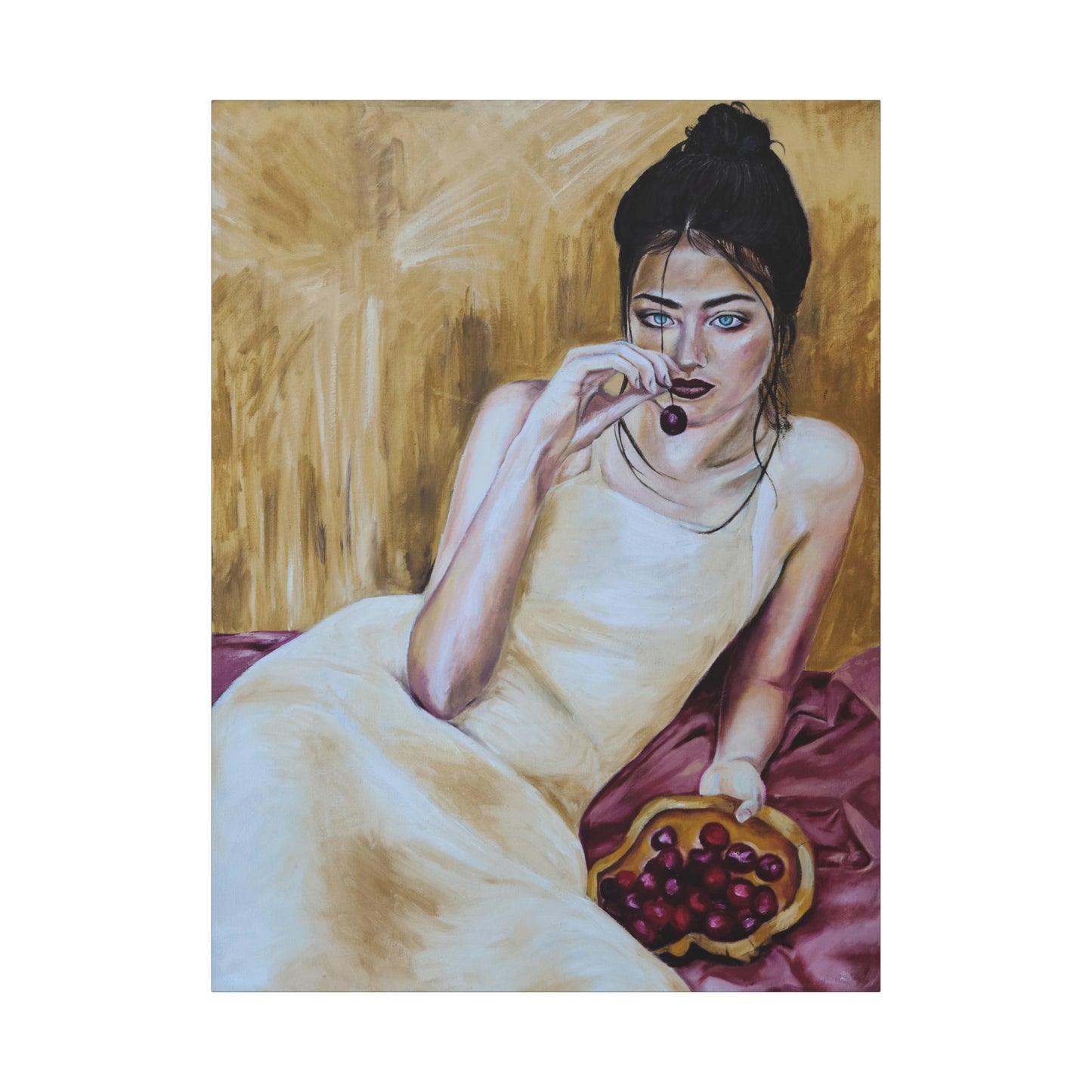 "Basket Of Cherries" Canvas Print