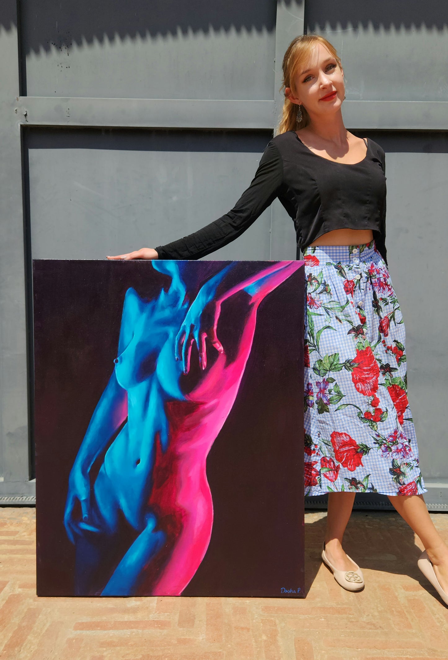 "Magenta Blue Bodyscape" Original Painting