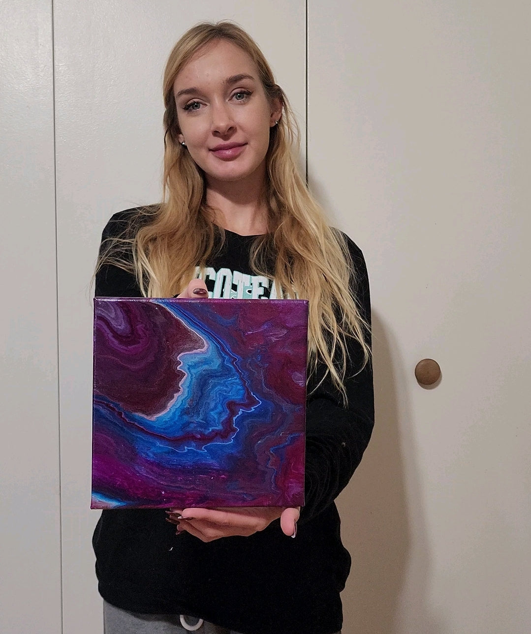 "Blau Lila Perle #1" Original-Gemälde