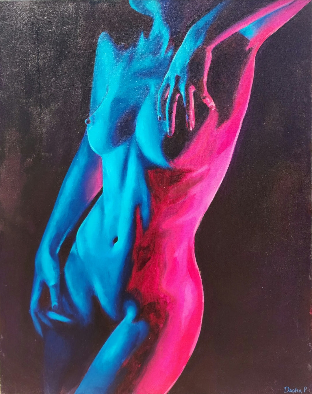 "Magenta Blue Bodyscape" Original Painting