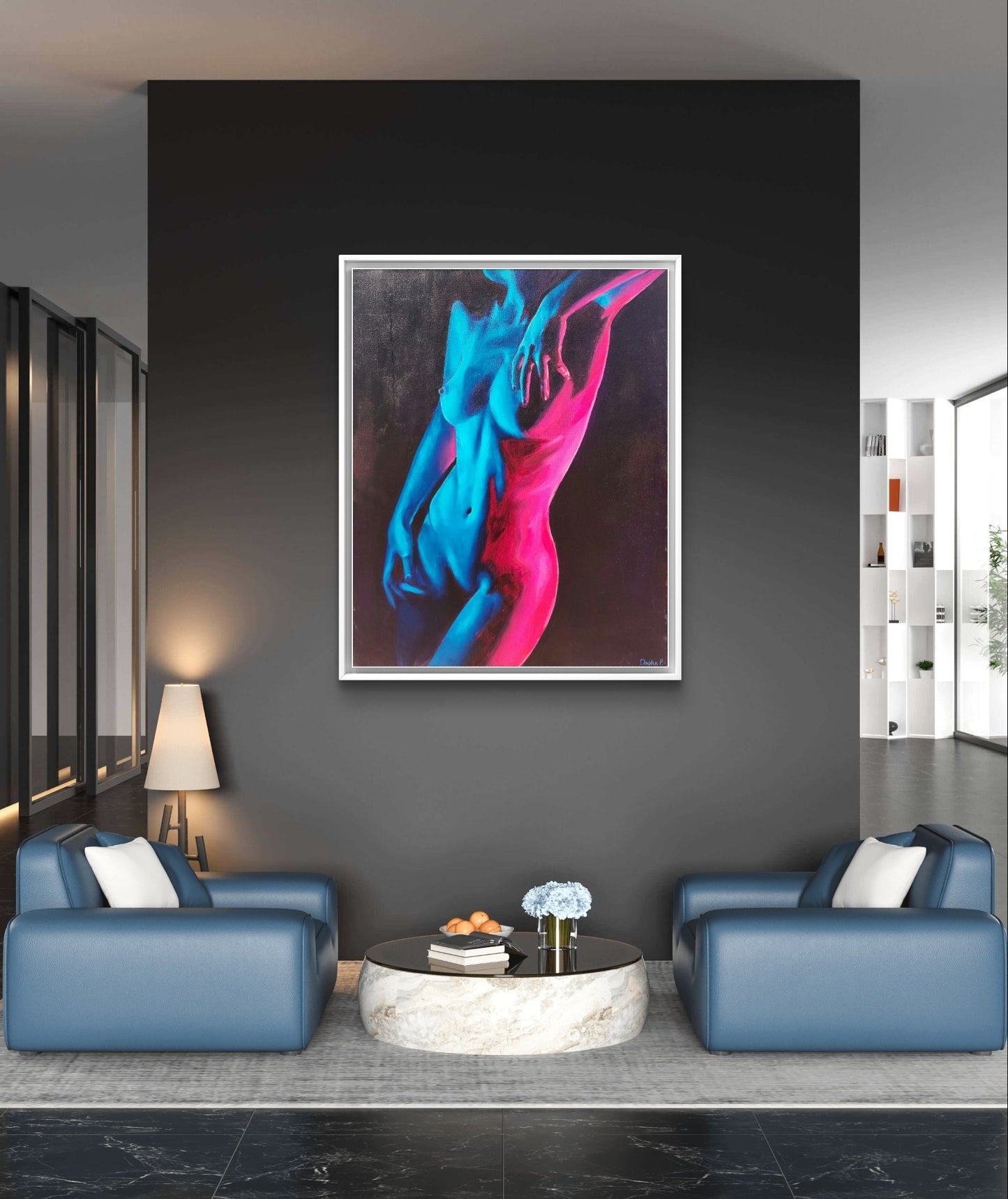 "Magenta Blue Bodyscape" Original Painting