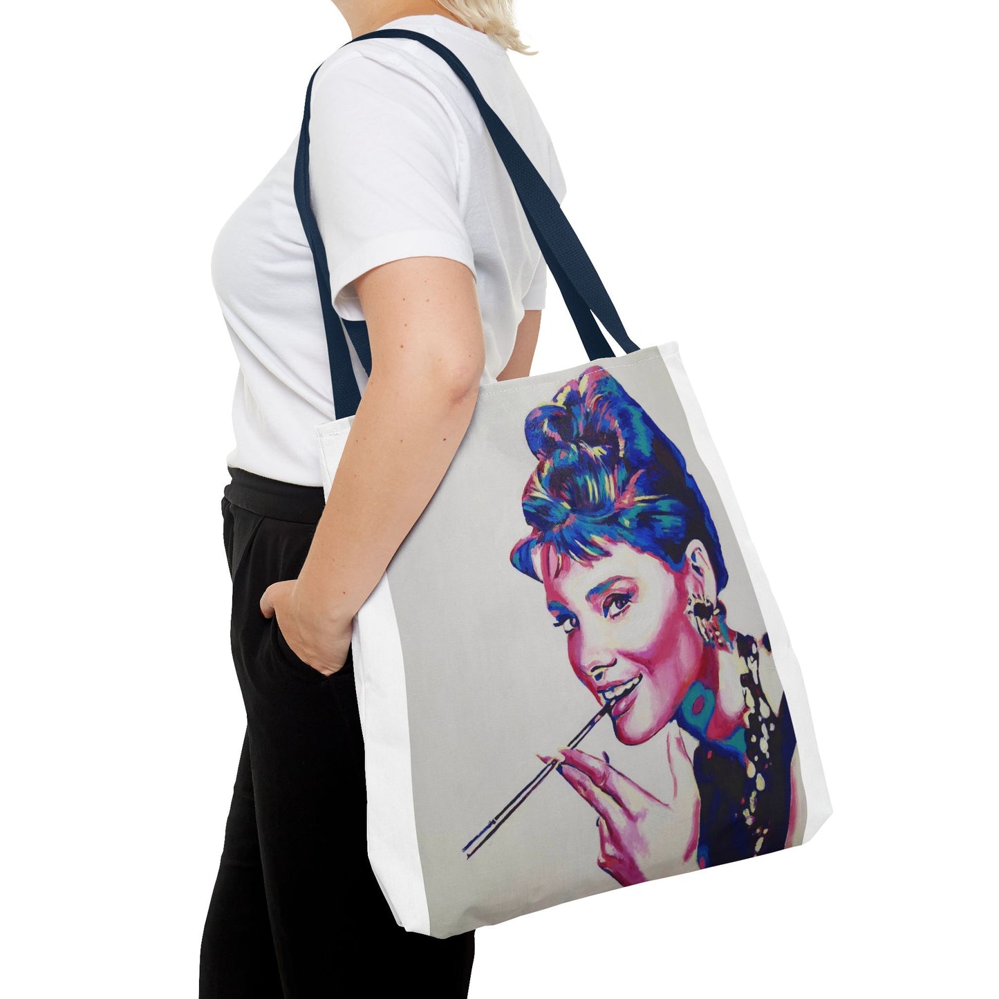Vibrant Audrey Hepburn Art Tote Bag - Colorful Design for Everyday Use