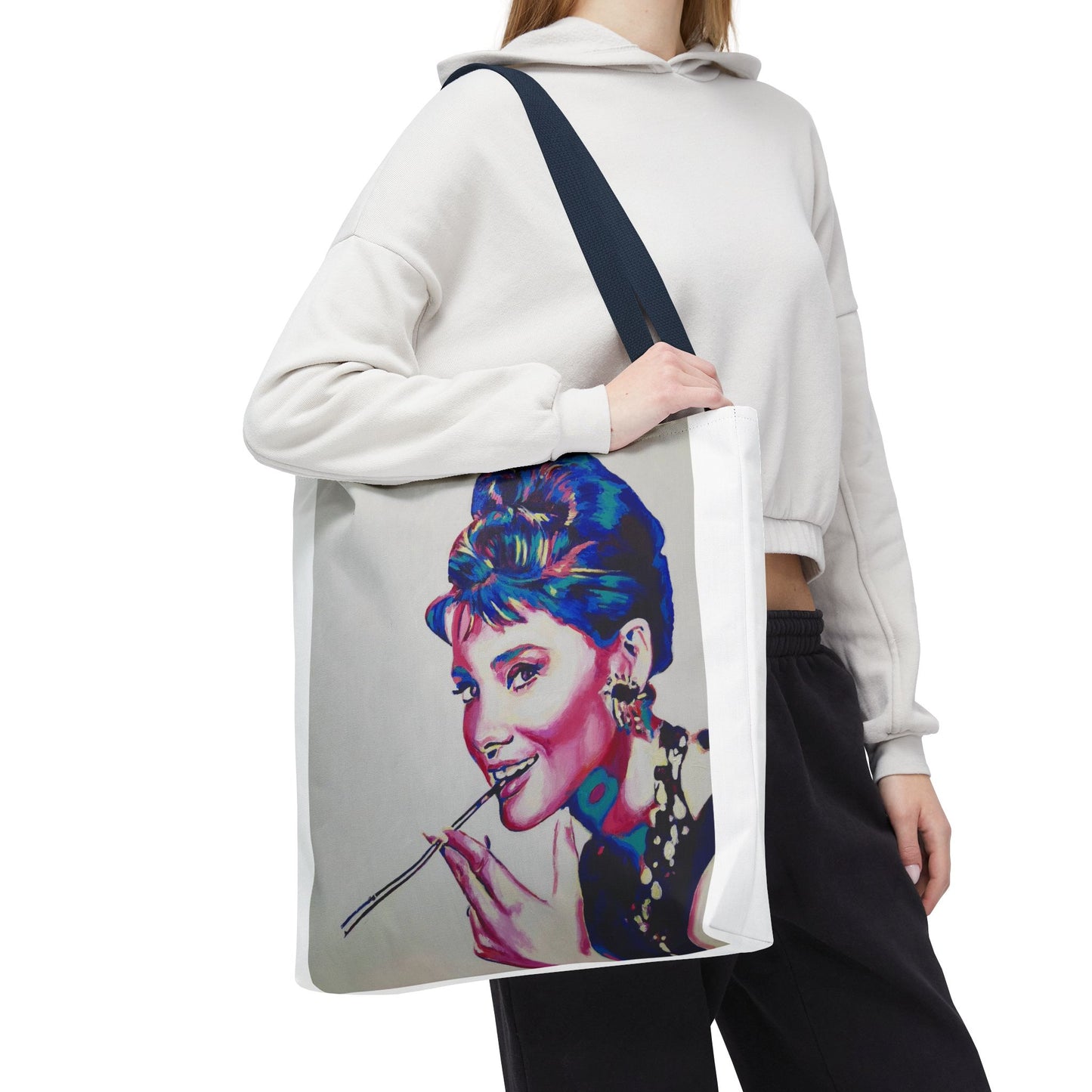 Vibrant Audrey Hepburn Art Tote Bag - Colorful Design for Everyday Use