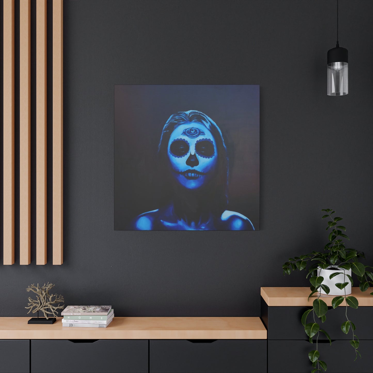 "Blue Catrina" - Stretched Canvas Print Wall Art