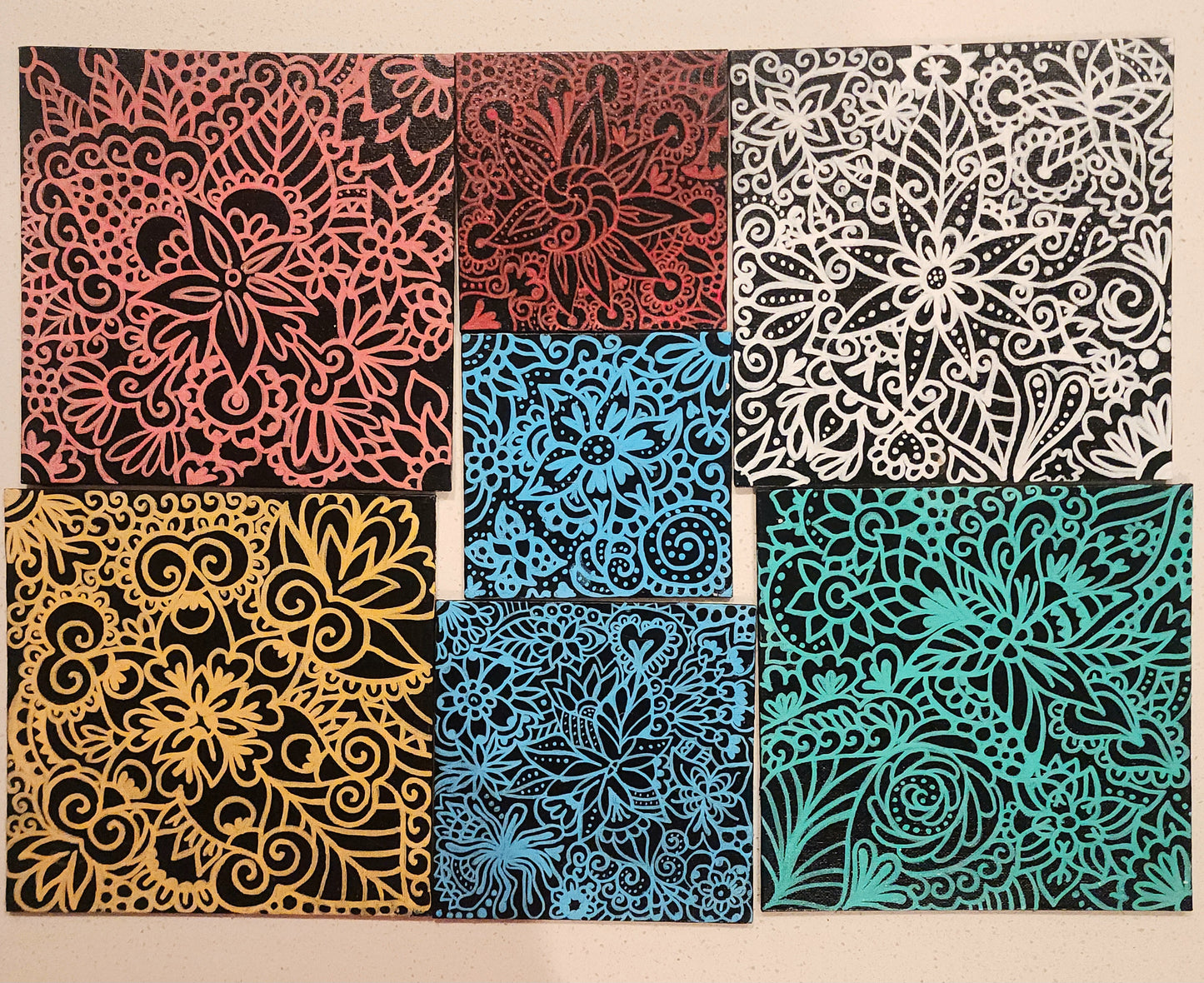 "Red Floral Micro" #1 Original Painting