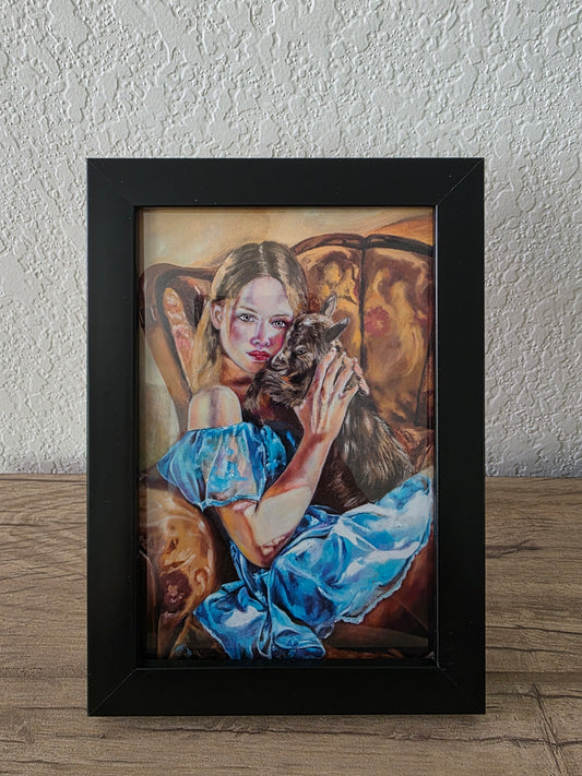 "Girl With a Kid" Signed, Framed Print