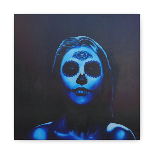 "Blue Catrina" - Stretched Canvas Print Wall Art