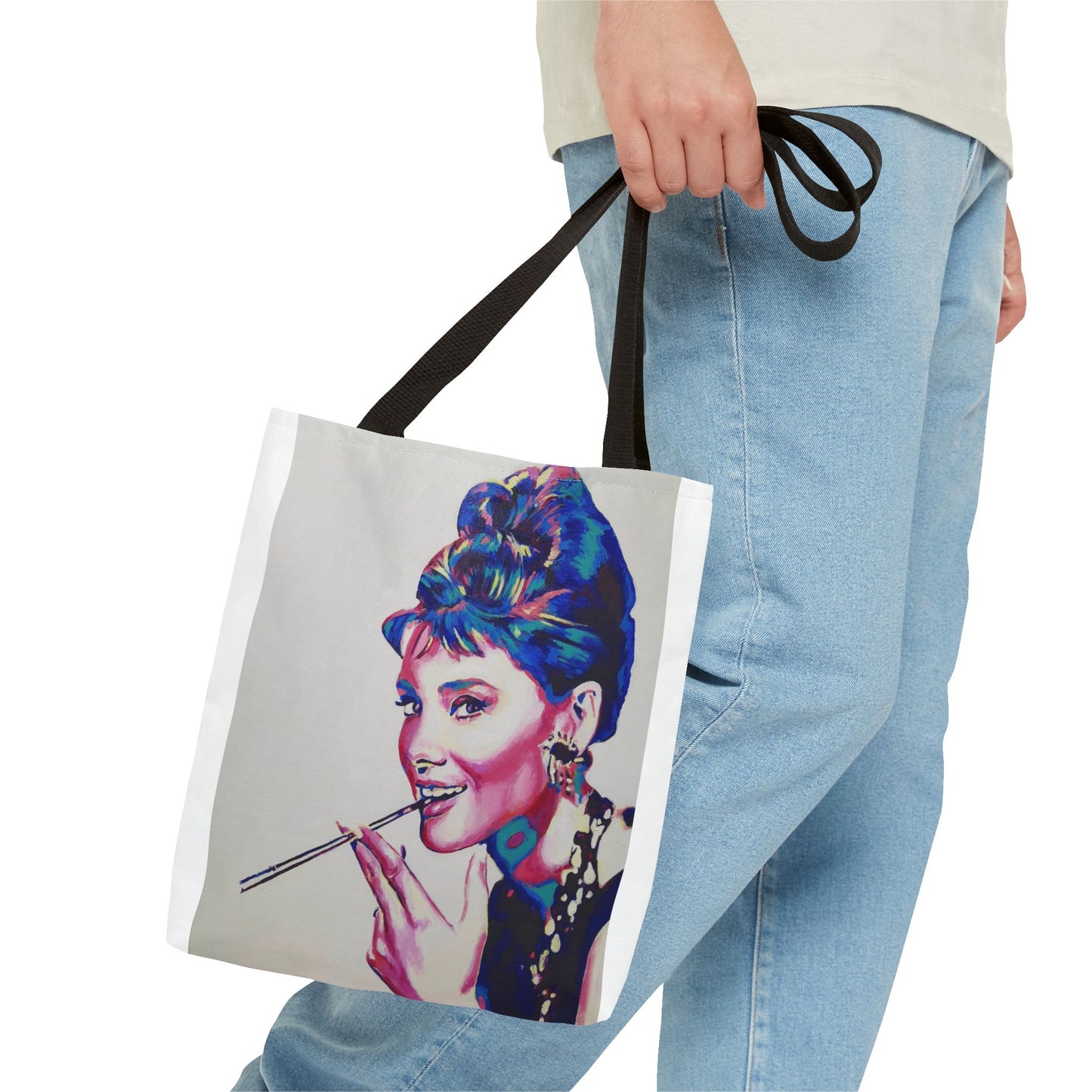 Vibrant Audrey Hepburn Art Tote Bag - Colorful Design for Everyday Use