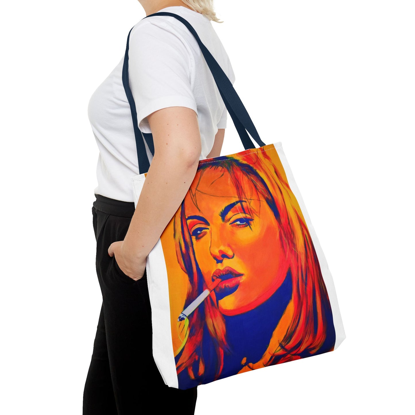 Vibrant "Angelina Jolie from Girl, Interrupted" Art Tote Bag - Colorful Design for Everyday Use