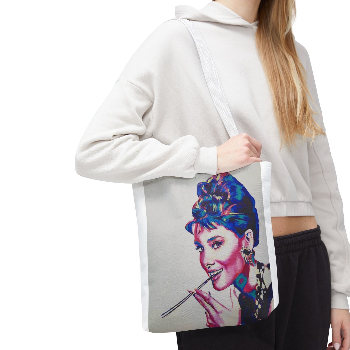 Vibrant Audrey Hepburn Art Tote Bag - Colorful Design for Everyday Use