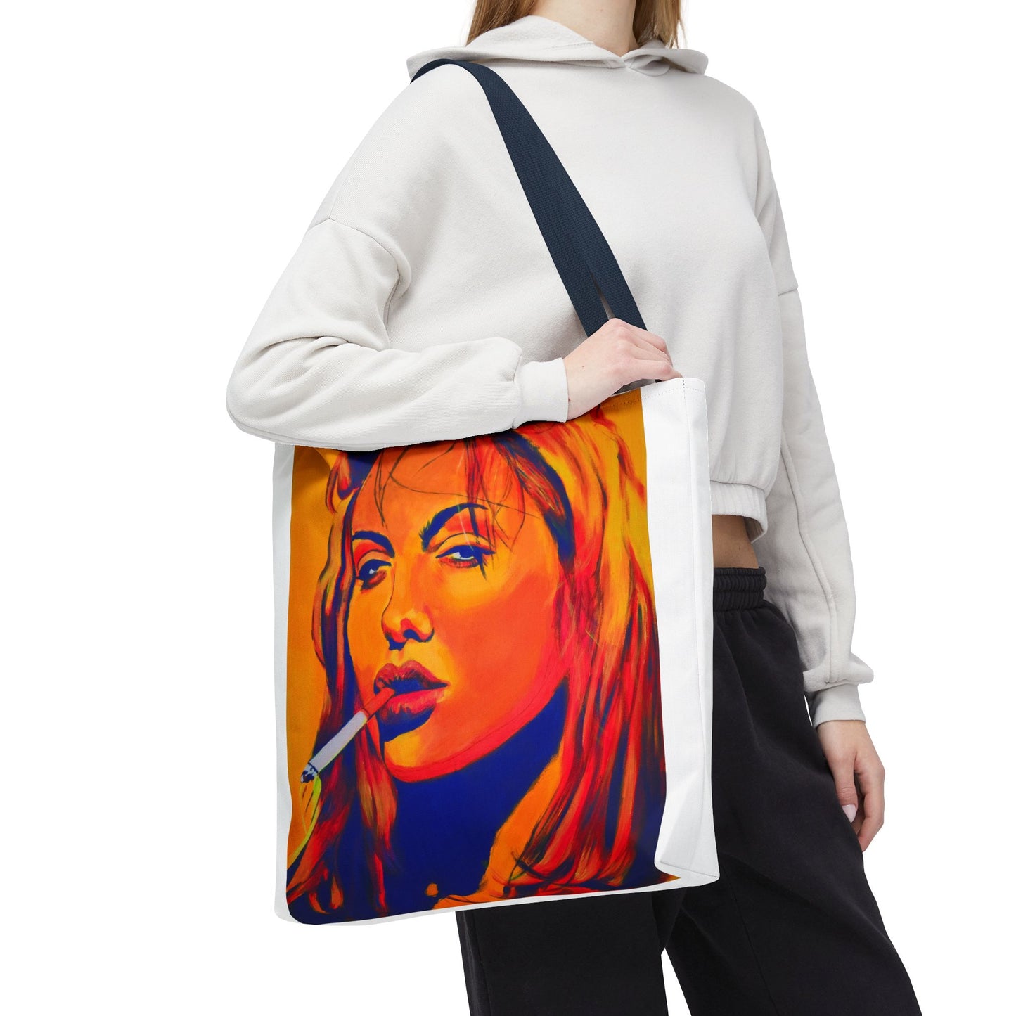 Vibrant "Angelina Jolie from Girl, Interrupted" Art Tote Bag - Colorful Design for Everyday Use