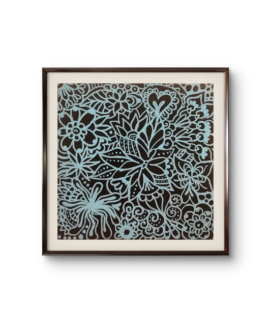 "Blue Floral Mini" #1 Original Painting