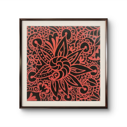 "Red Floral Micro" #1 Original Painting